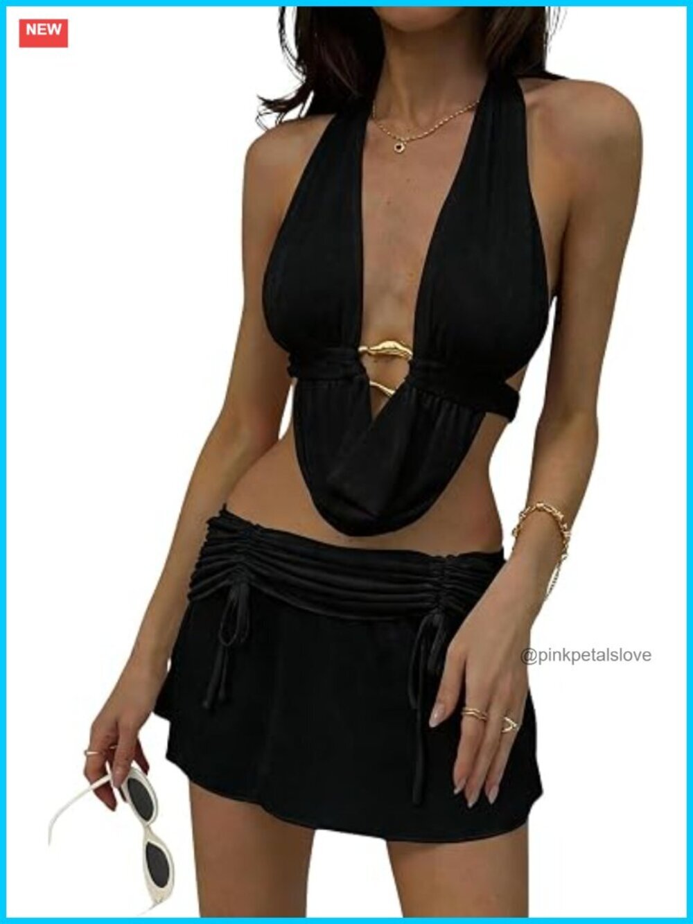 Sexy Two Piece Outfit Halter Top Mini Skirt Set Party Clubwear